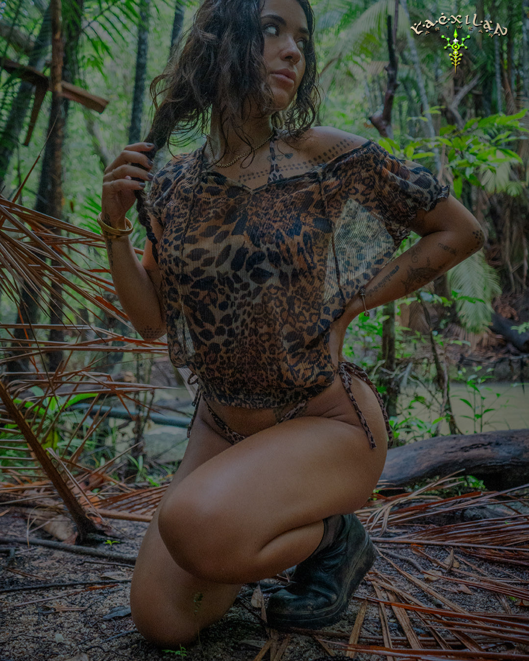 Woman Wideneck Top PIRATESSE / Voile - LEOPARD